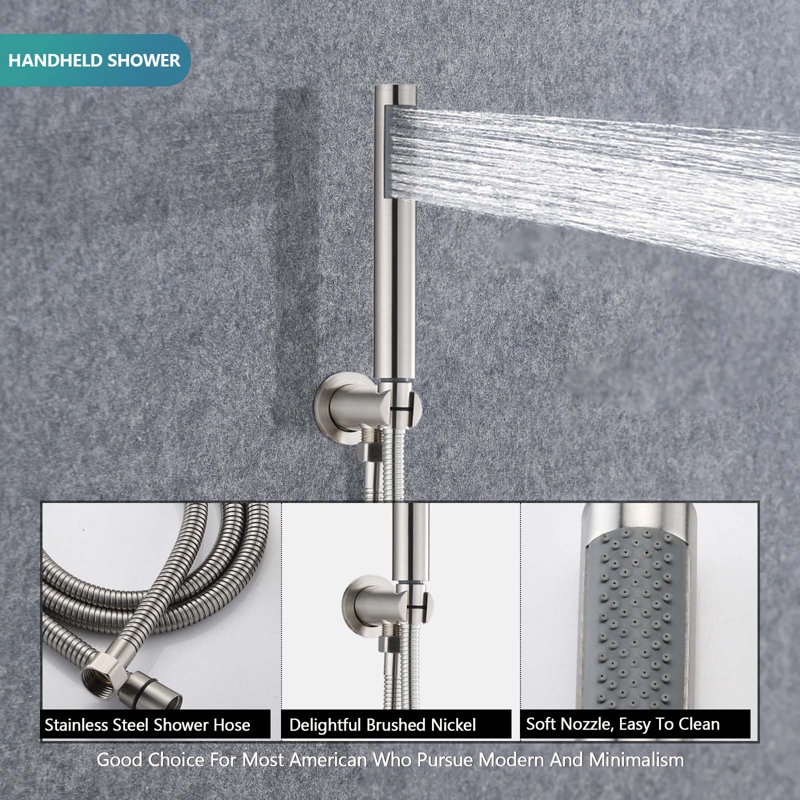Complete Shower System with Rough in-Valve, Brushed Nickel