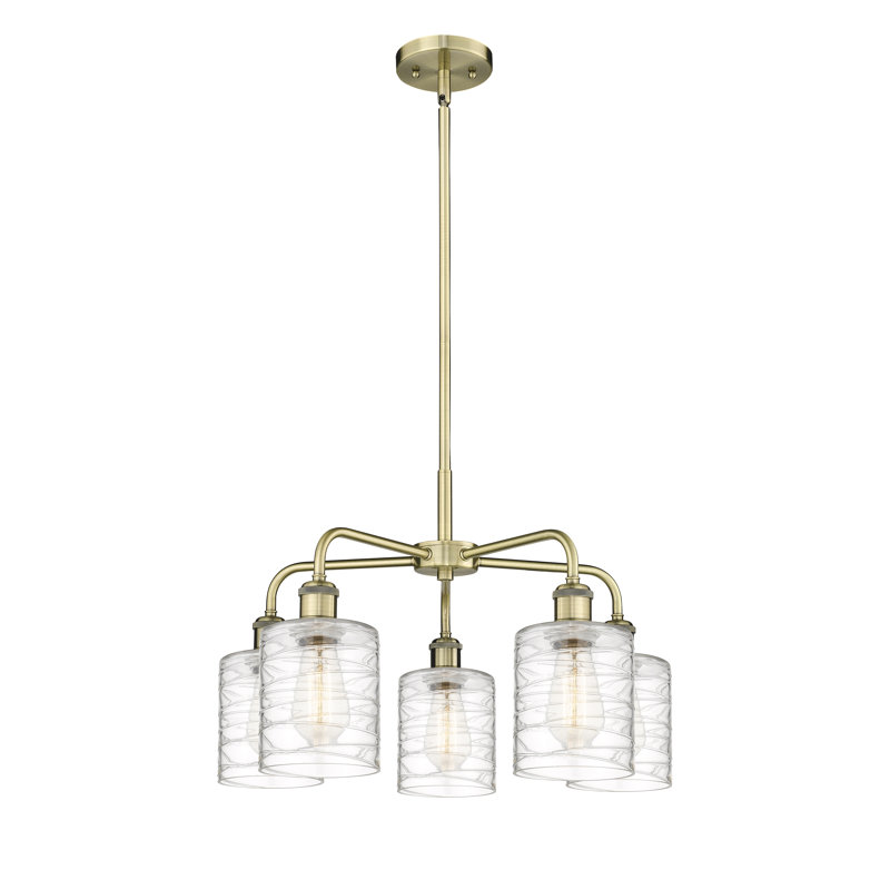 Lustre tambour 5 lumières Dublin, Laiton antique