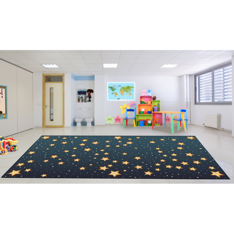 Tapis bleu / jaune Garneau, Rectangle 8 pi x 15 pi