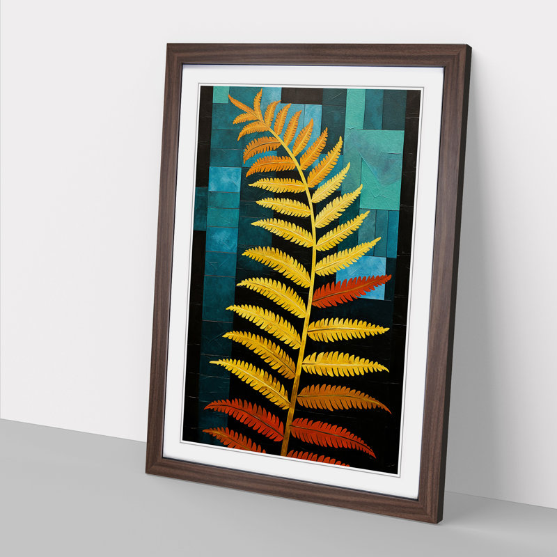 Fern Leaf Constructivism No.2 - Framed Print, Walnut, 64cm H x 46cm W x 2cm D
