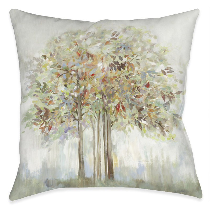 Golden Trees Square Decorative Pillow in Warm Earth Tones