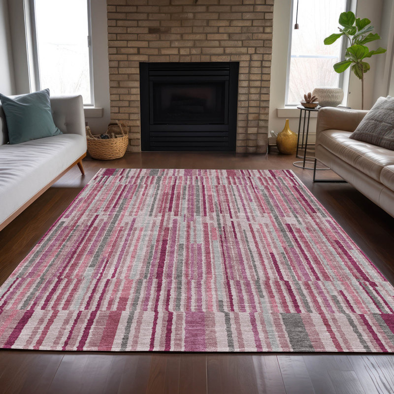 Tapis intérieur / extérieur lavable à la machine Xhevrie, Rectangulaire 8 pi x 10 pi