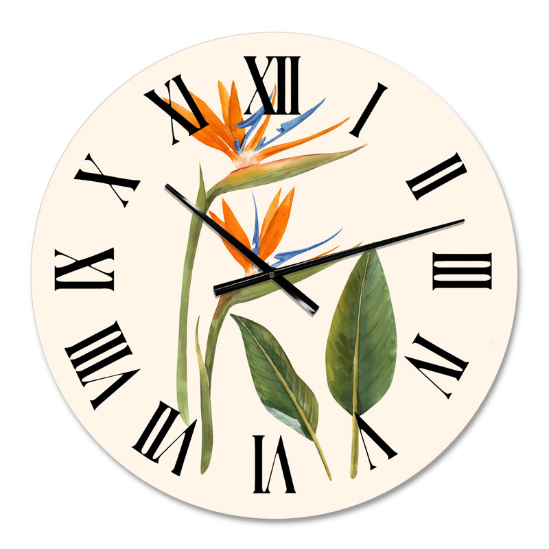 Fleurs de Strelitzia rétro - horloge murale traditionnelle, Petit