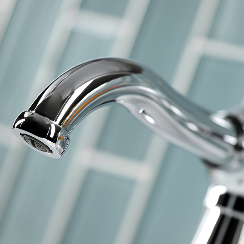 Kingston Brass Knight Single-Handle 1-Hole Deck Mount Bathroom Faucet with Push Pop-Up and Deck Plate, Polished Chrome