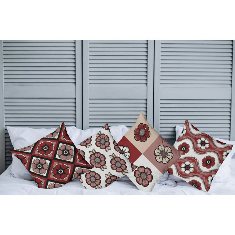 Housse de coussin Abstract, 20 po x 20 po, Bourgogne / beige rouille pâle