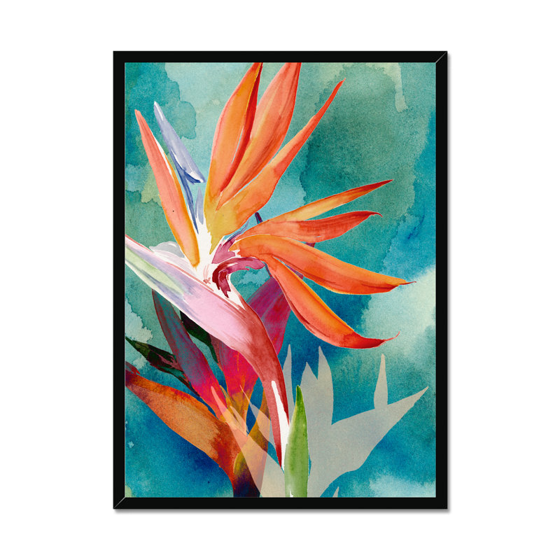 Vivid Birds of Paradise II by Jennifer Paxton Parker - Painting, Black Single Picture Framed Paper, 80cm H x 55cm W