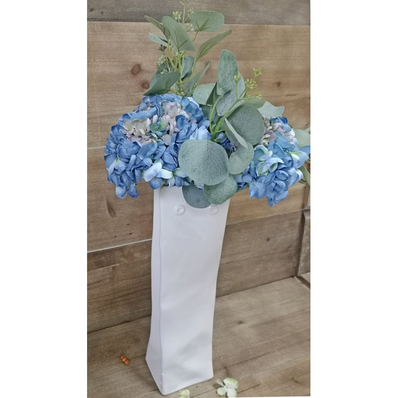 Ensemble 4 pièces de hortensia et eucalyptus, Bleu