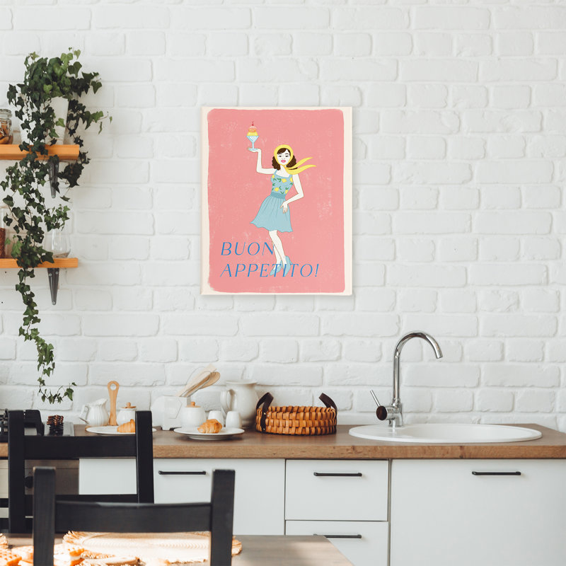 Affiche Buon Appetito, affiche italienne rétro, design par Rachel Nieman, H 30 po x l 24 po