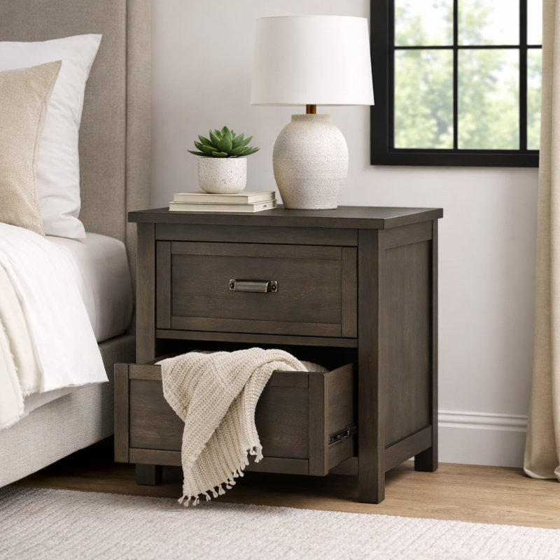 Candelario Dark Cherry 2‑Drawer Nightstand