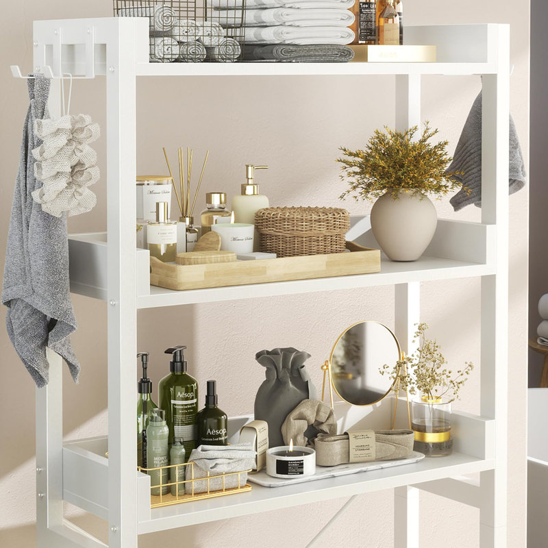 Étagère de rangement à 3 niveaux au-dessus de la toilette, Blanc