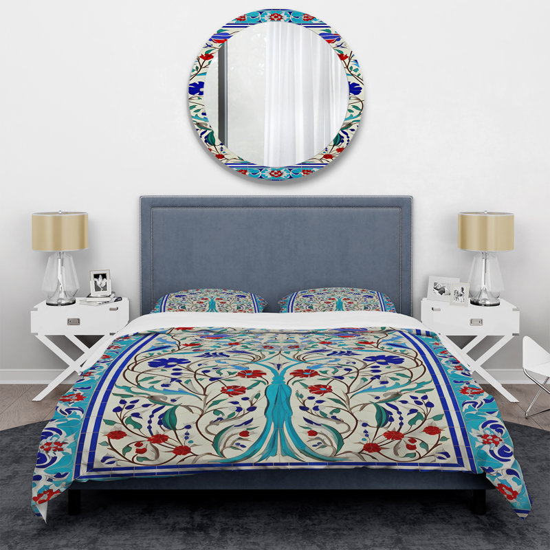 Ensemble de housse de couette à carreaux bleus marocain, Housse de couette pour très grand lit et 2 très 
