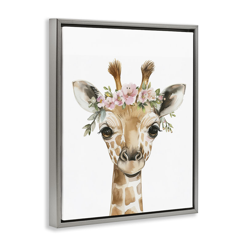  Art mural sur toile pépinière girafe par LSR Design Studio, Cadre flottant gris lustré, H 31 po x l 25 po
