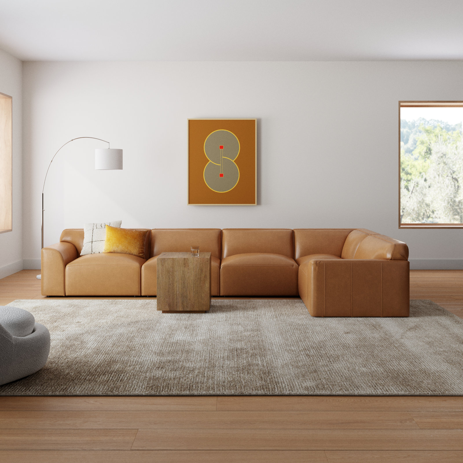 Morell 5-Piece Genuine Leather Modular Sectional