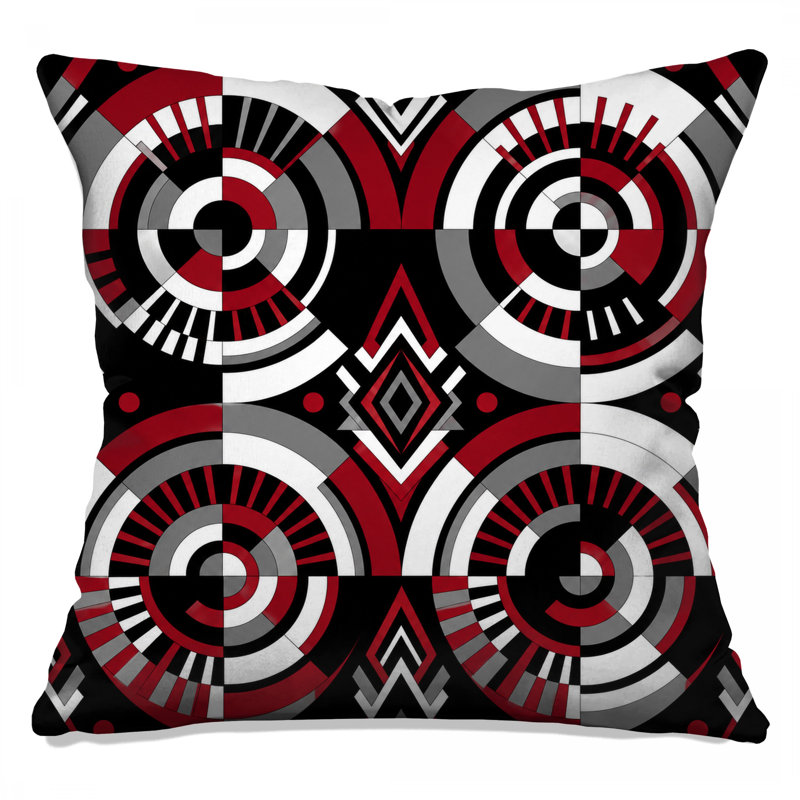 Coussins décoratifs noirs et rouges à double face, 18 x 18 inches