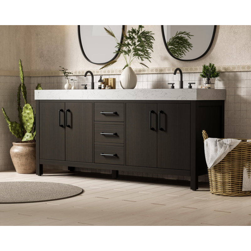 Meuble-lavabo double 72 po_Traditional_VF60672, Brun moka