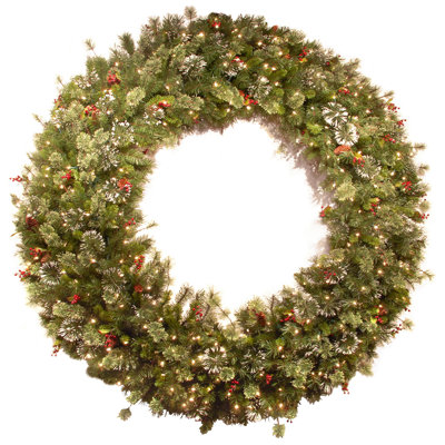 60 in. Wintry Pine Wreath with Clear Lights