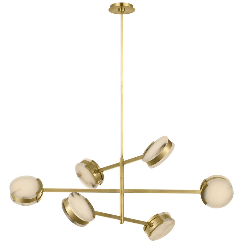 Kelly Wearstler Melange 48" Multi-Positional Chandelier with Alabaster, Antique-Burnished Brass