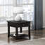 Table de bout en bois classique avec ton gris anthracite, tiroir, tablette et options de chargement
