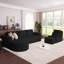 Ensemble de canapé modulaire en velours côtelé à compression en L 104,92 po avec méridienne à compression et repose-pieds-1005150190
