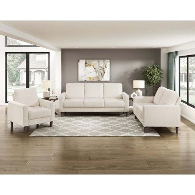 Modern Contemporary 3pc Sofa Set with Comfortable Corduroy Upholstery and Solid Wood Frame for Stylish Living Rooms