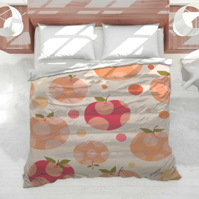 Édredon à motif de pommes, style Mid-Century moderne