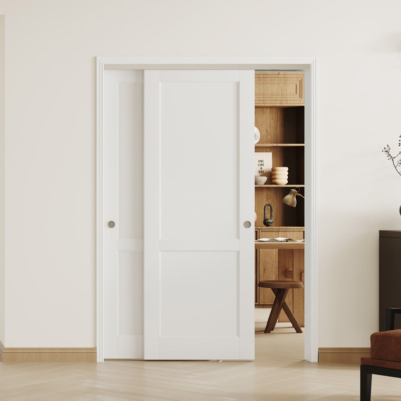 2 portes intérieures en panneau de fibres à densité moyenne avec quincaillerie en aluminium - 2 panneaux à porte coulissante blanche à motif de requins pour garde-robe