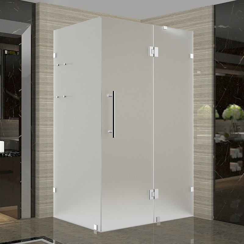 Cabine de douche carrée à charnière 42 po x 72 po Avalux GS, Acier inoxydable brossé