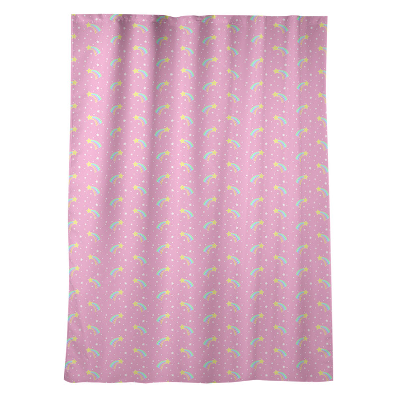 Panneau de rideau simple avec passe-tringle filant stars, Rose / gris