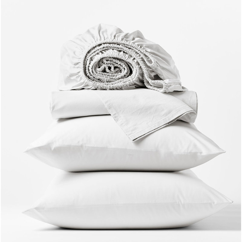 Refined Organic Percale Sheet Set, Queen Sheet Set with 2 Pillowcases, Seafoam