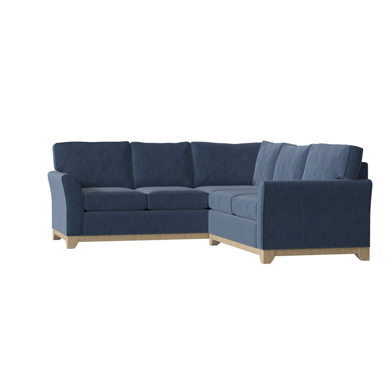 Canapé modulaire en coton de 108 po de largeur Bevins, Accoudoir à droite (vu de face), Denim Key, Acajou