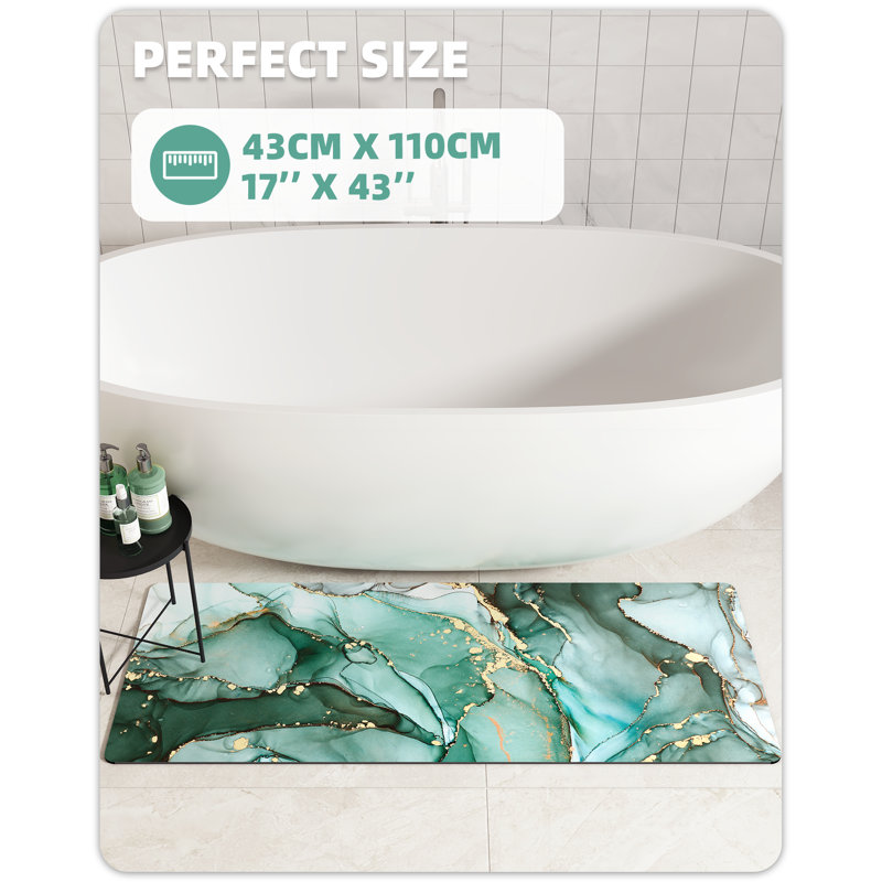 Zowie Non-Slip Bath Rug, 17" W x 43" L, Black
