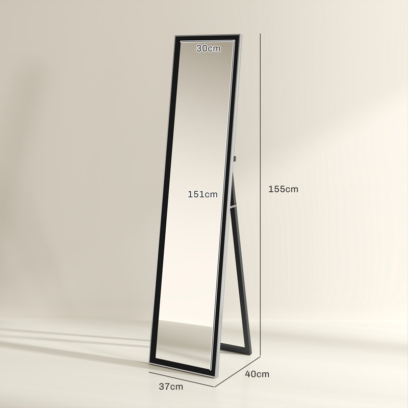 Seriana Polystyrene Rectangle Floor Mirror, Black