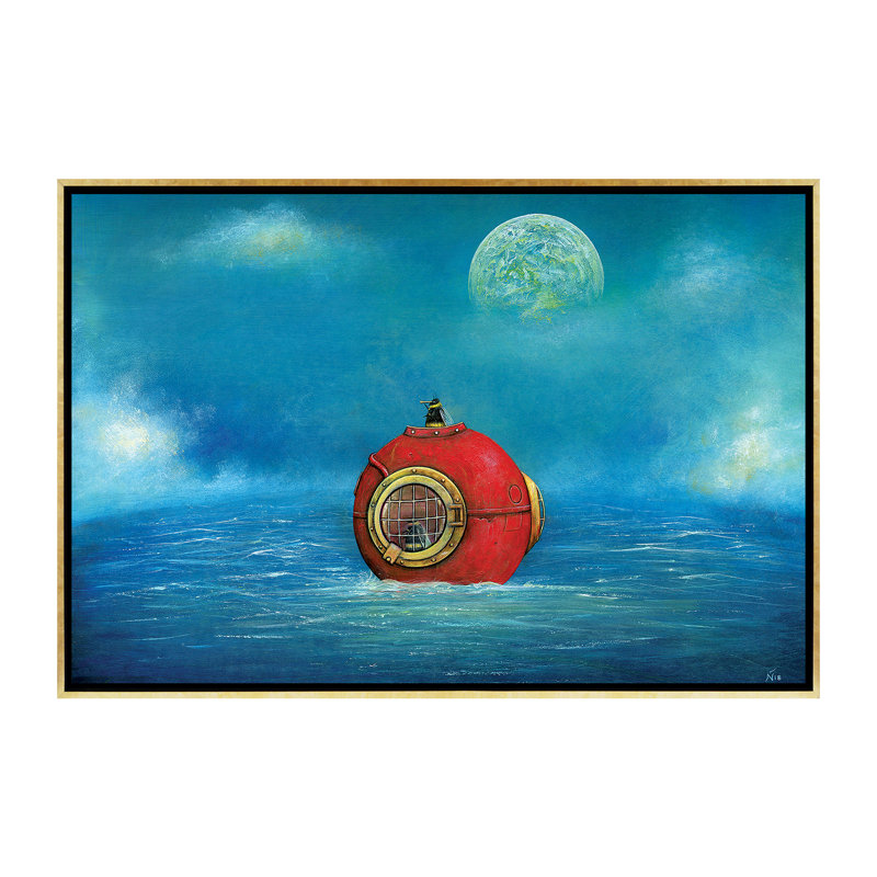 Sur l'autre côté par Neil Thompson - reproduction d'art, H 40 po x l 60 po x 1,5 po, Toile avec cadre or, Pas de tapis