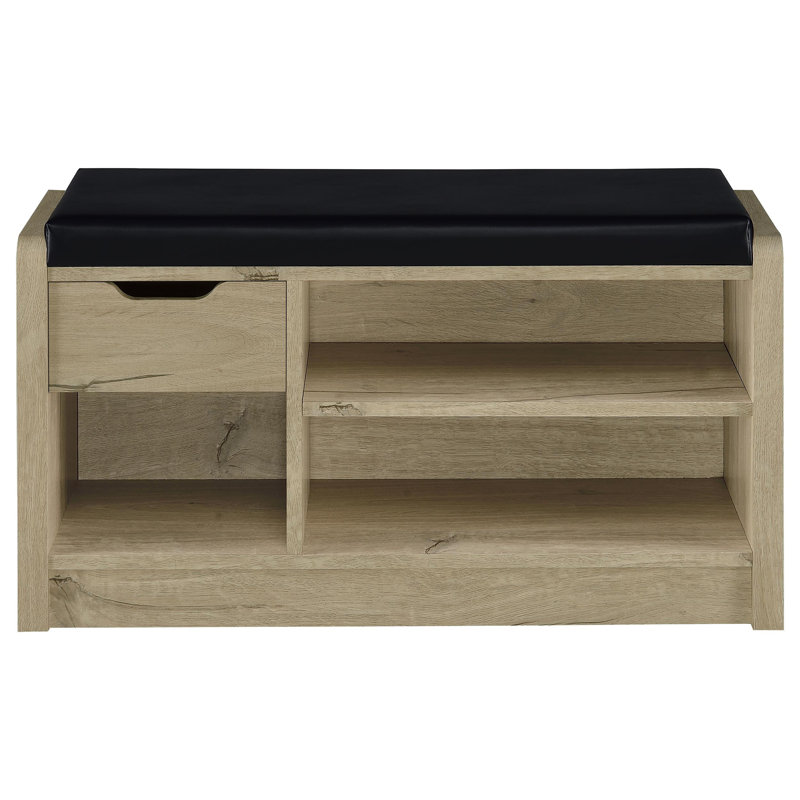 White Oak Open Shelf Storage Bench, White Oak