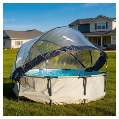 15 Foot Round All Weather Pool Dome Enclosure - Above Ground Pool Cover with UV Protection and Natural Heating for Outdoor Pools