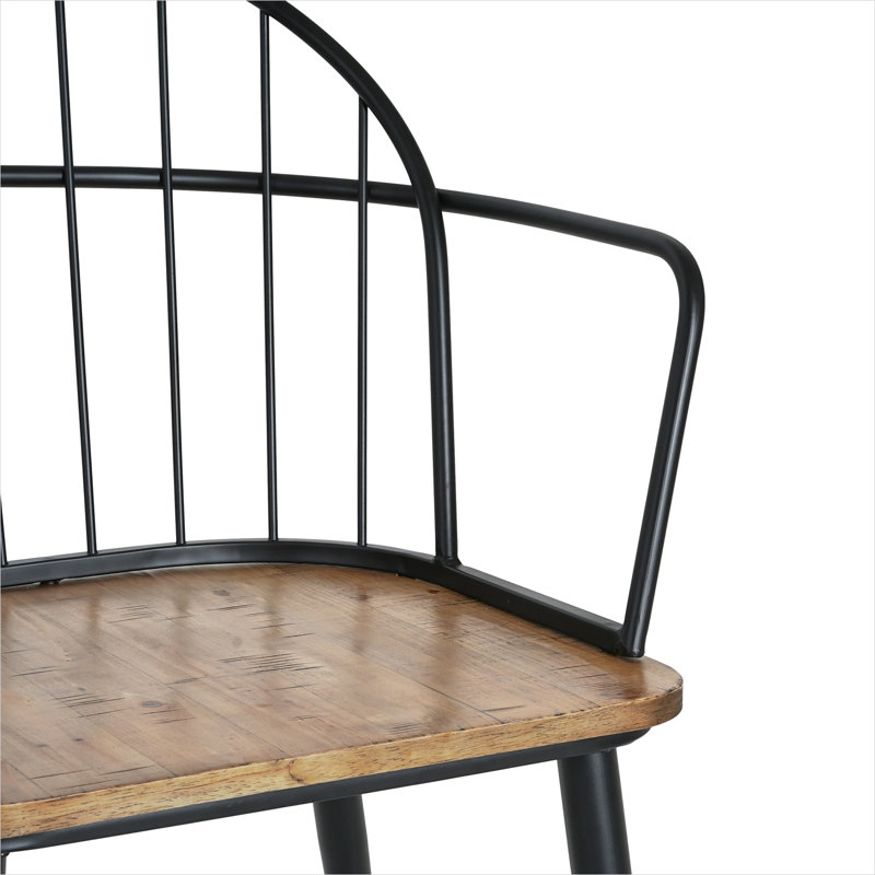 Ensemble de 2 chaises d'appoint pour la cuisine et la salle à manger, siège en bois avec structure en métal noir classique, finition bouleau clair, l 25 po x P 22,25 po x H 36,5 po