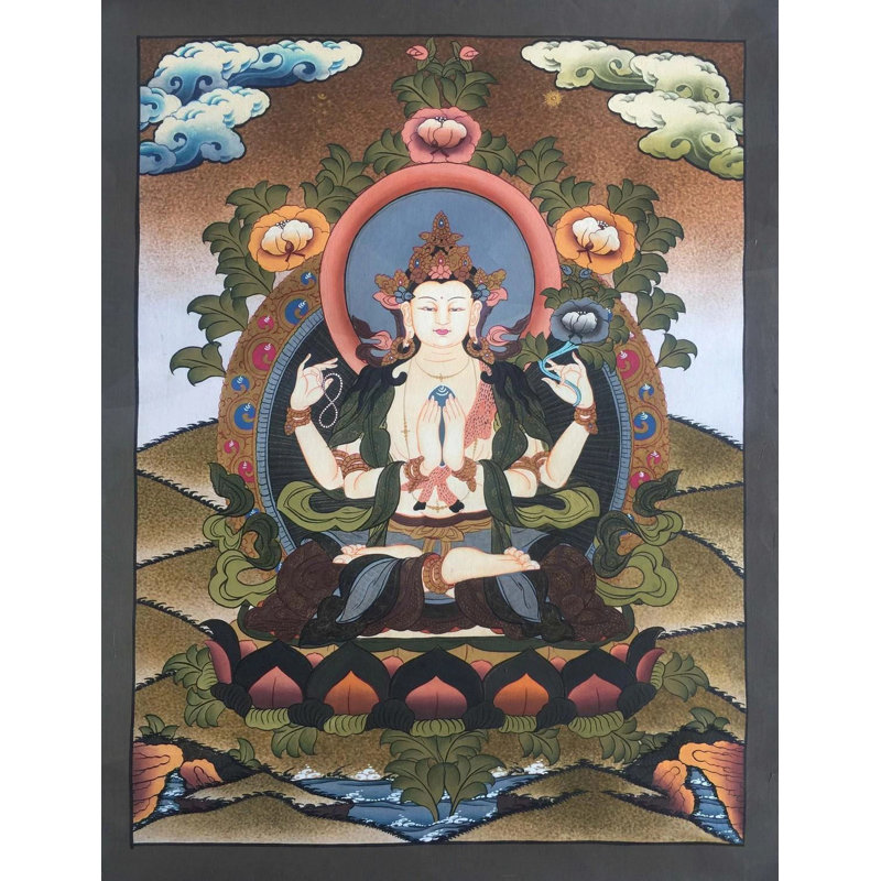 Avalokiteshvara | Chenrezig Thangka (Thangka sans brocart)