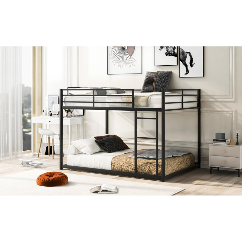 Metal Full Over Bunk Bed With Black - Great For In Easy Assembly, Black, Full