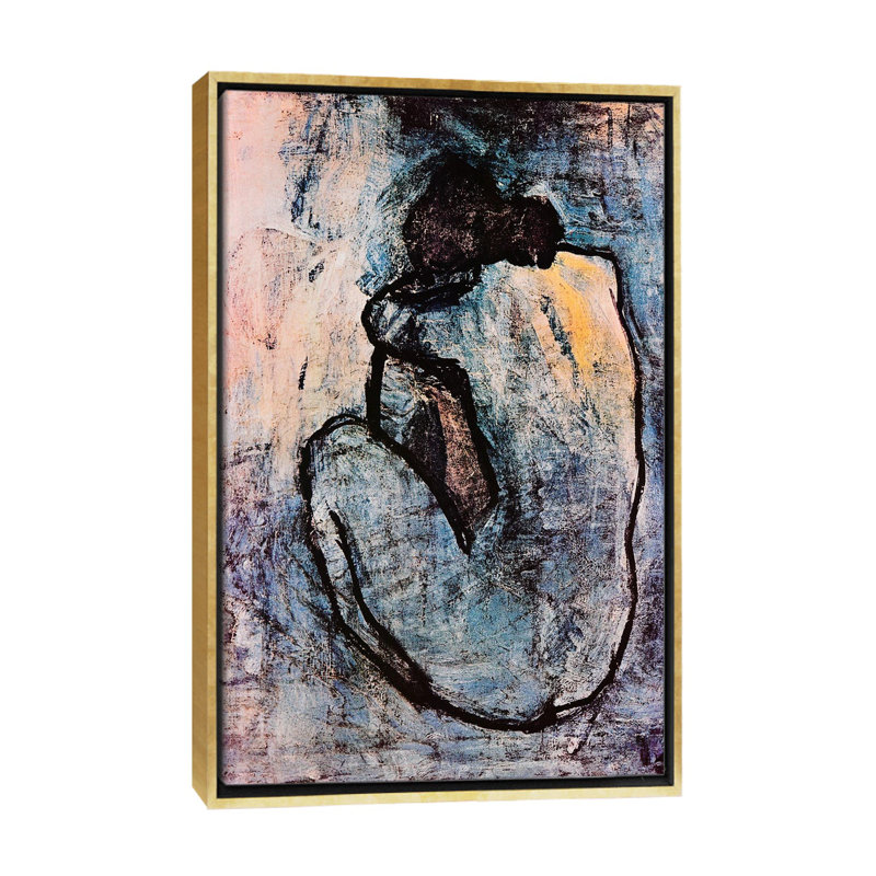 Blue Nude by Pablo Picasso - Print, Gold Framed Canvas, 40" H x 26" W x 1.5" D