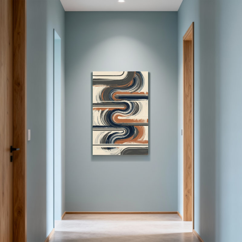 Abstract Abstract Waves In Earth Tones And Blacks, 48" H x 32" W