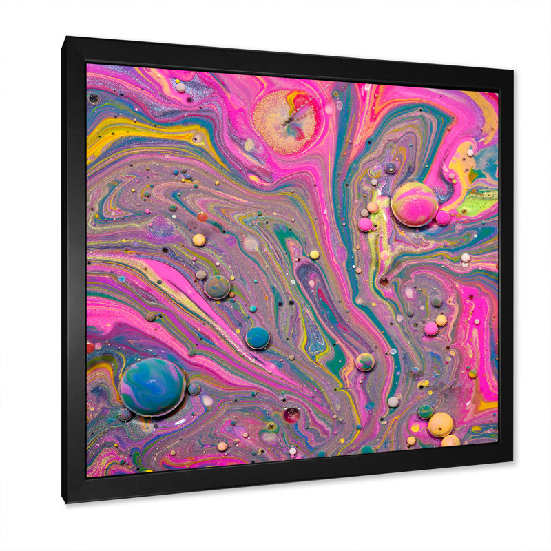 Multi et fluide acrylique rose - Peinture, Cadre photo noir, H 16 po x l 16 po