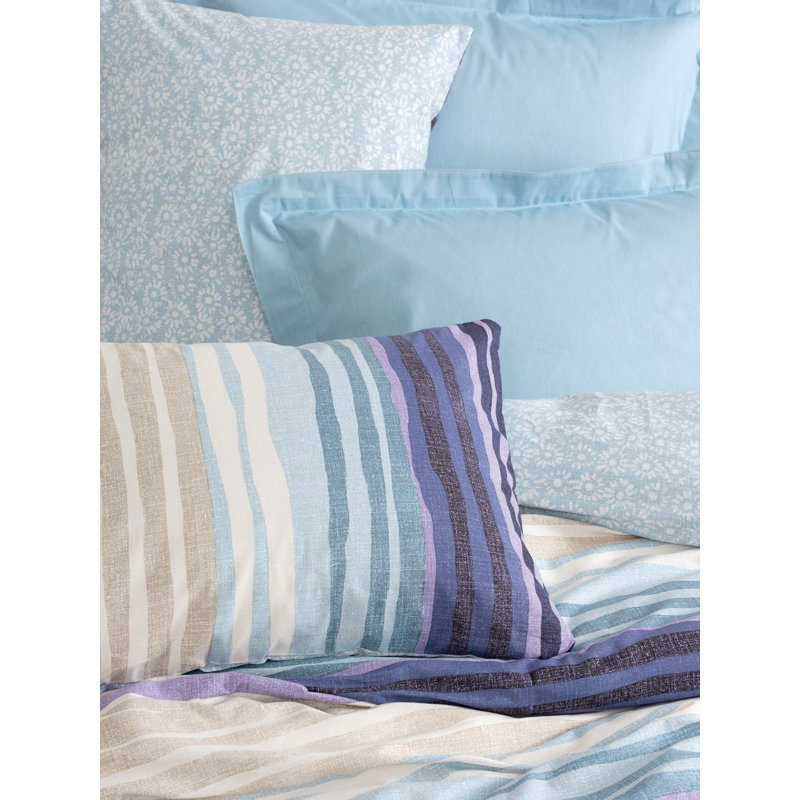 Ensemble de housse de couette simple luxueux Ranforce XXL, couleur menthe | Housse de couette 100% coton, 61 x 87 et taie d'oreiller 31,5 x 31,5 | Impression de pigments, lavable à la machine, 145 fils, élégant système de fermeture à boutons et enveloppes