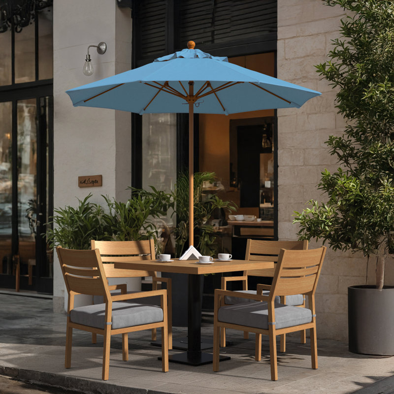 Parasol en bois de teck 7,5 pi, Cyan