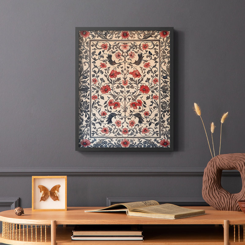 WM MORRIS Series CC  -Premium Framed Print -Ready to Hang - No Nails Required, Black, 15" H x 12" W