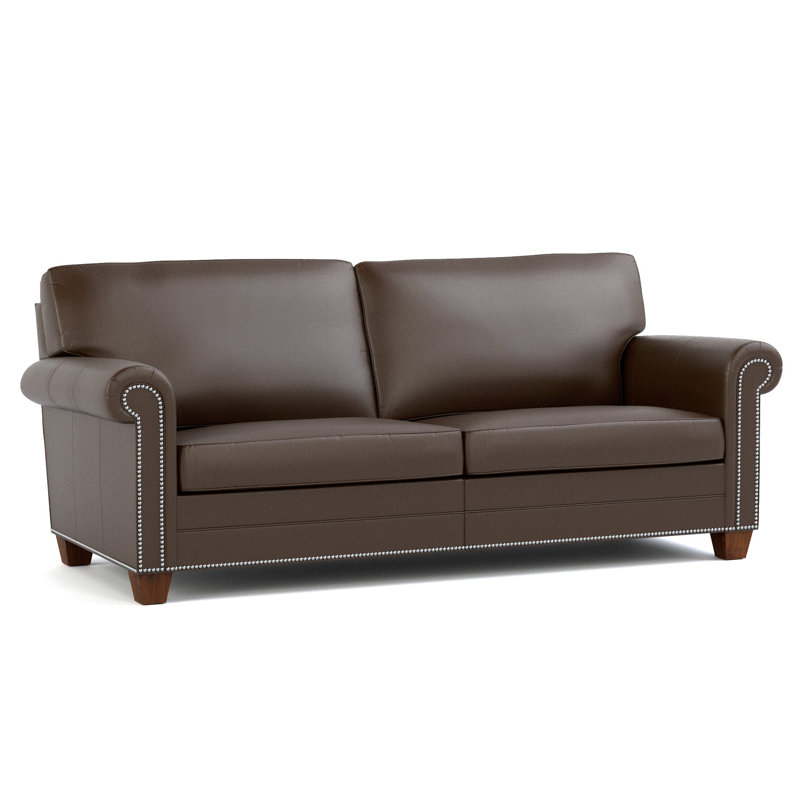 Causeuse Malden, Cuir véritable Weston fudge