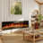 Modern Electric Fireplace - 1500W Heater, 12 Color LED, Remote Control, With Crystal & Log Set, Adjustable Temperature & Brightness