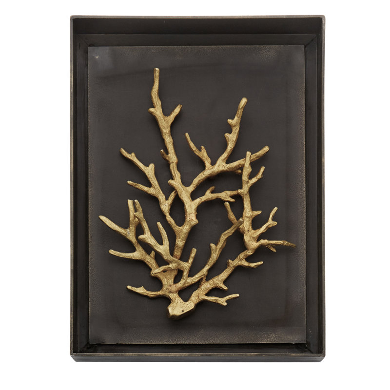 Ocean Coral Shadow Box, Gold