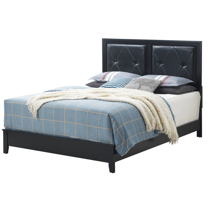 Upholstedred Bed Frame With Headboard, Queen, Black
