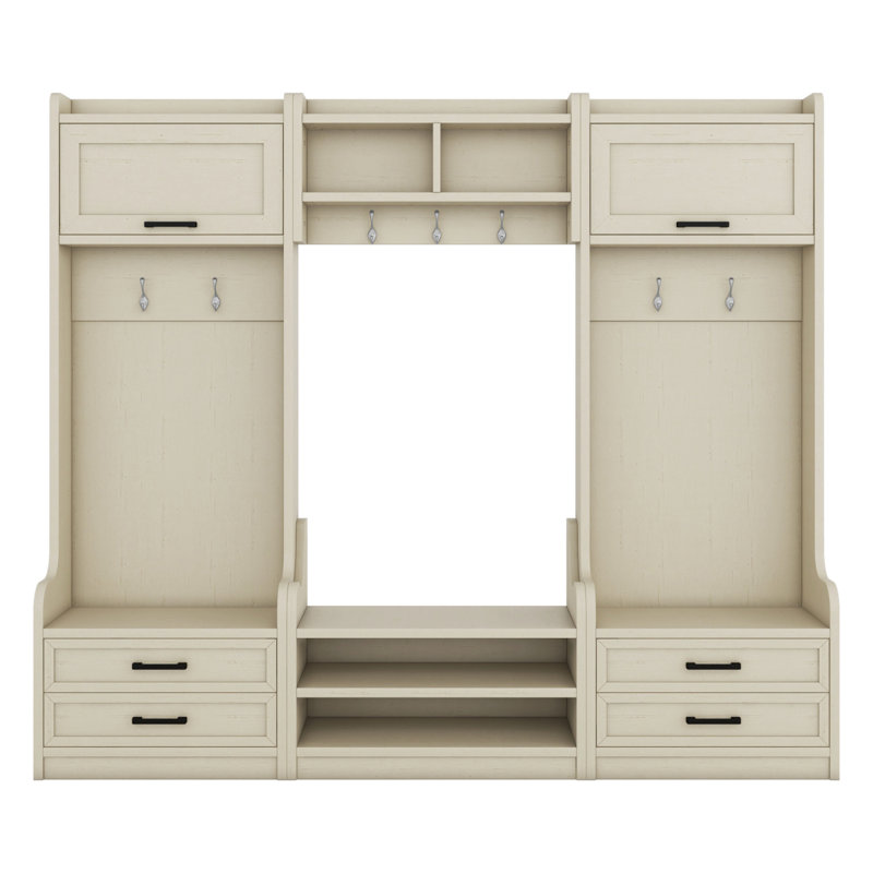 Detachable Hall Tree With Storage And  Hooks, Multiple Functions Hallway Coat Rack With Storage Drawers And Cabinet,   Shoe Bench  Entryway Hallway