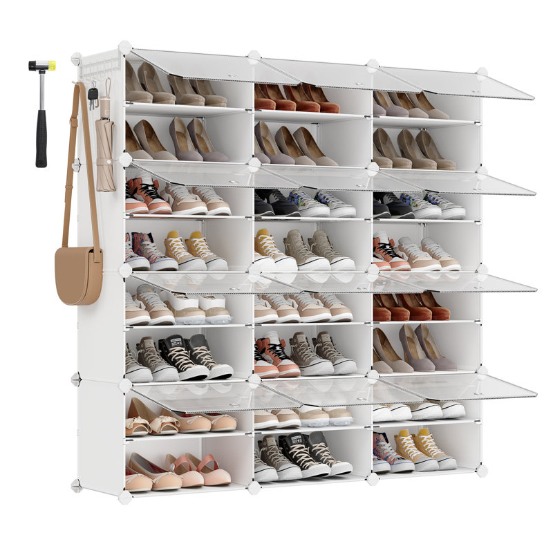 Stackable Shoe Storage, 94 cm H x 83 cm W x 32 cm D, Black